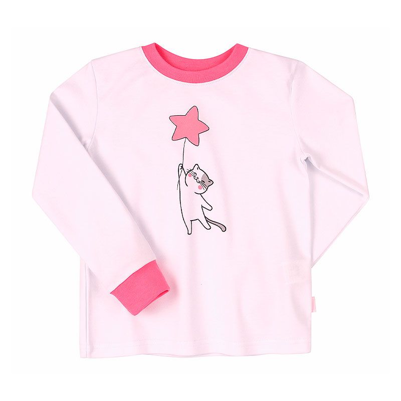 Піжамка Bembi дитяча універсальна, лонгслів зі штанами, біла з рожевим, р.80 (ПЖ53 131) thumbnail popup