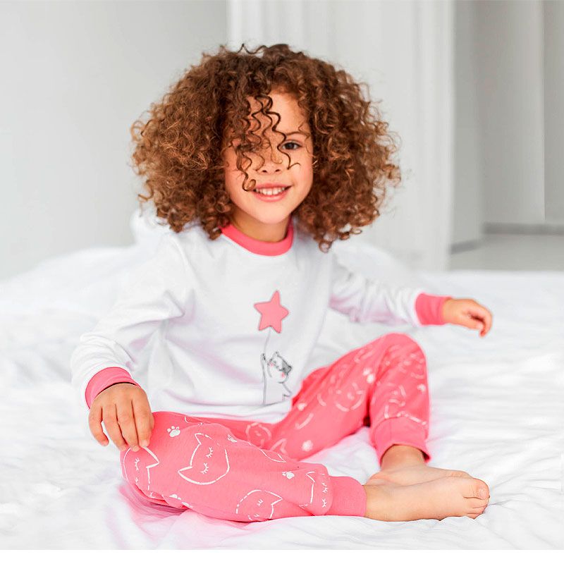 Піжамка Bembi дитяча універсальна, лонгслів зі штанами, біла з рожевим, р.80 (ПЖ53 131) thumbnail popup