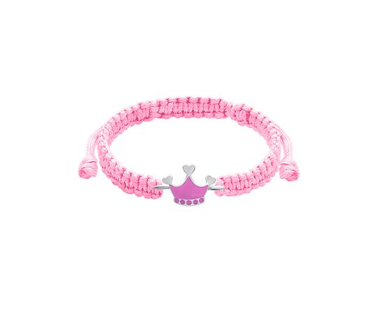 Браслет UmaUmi плетений з короною, рожевий, срібний, 1.18 г. (003231)
 thumbnail popup