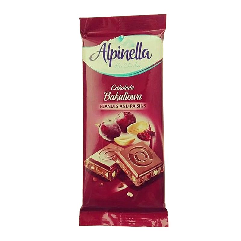 Молочний шоколад з горіхами та родзинками Alpinella Bakaliowa Польща, 90 г thumbnail popup