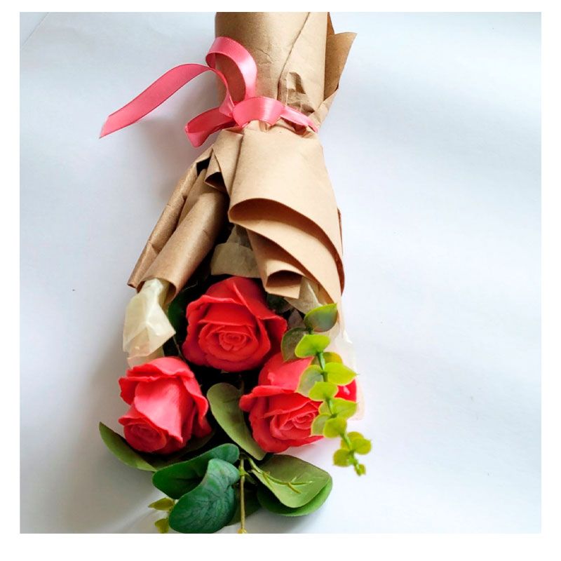 Букет троянд з мила темно-рожевй(3 шт.) thumbnail popup