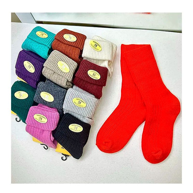Шкарпетки жіночі оптом вовняні Kardesler, різнокольорові з відворотом, 12 пар, р.35-40 (061008) thumbnail popup