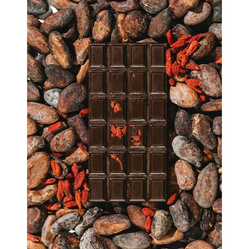 Чорний шоколад з ягодами годжі і 18 Суперфудів,25 г в упаковці thumbnail popup