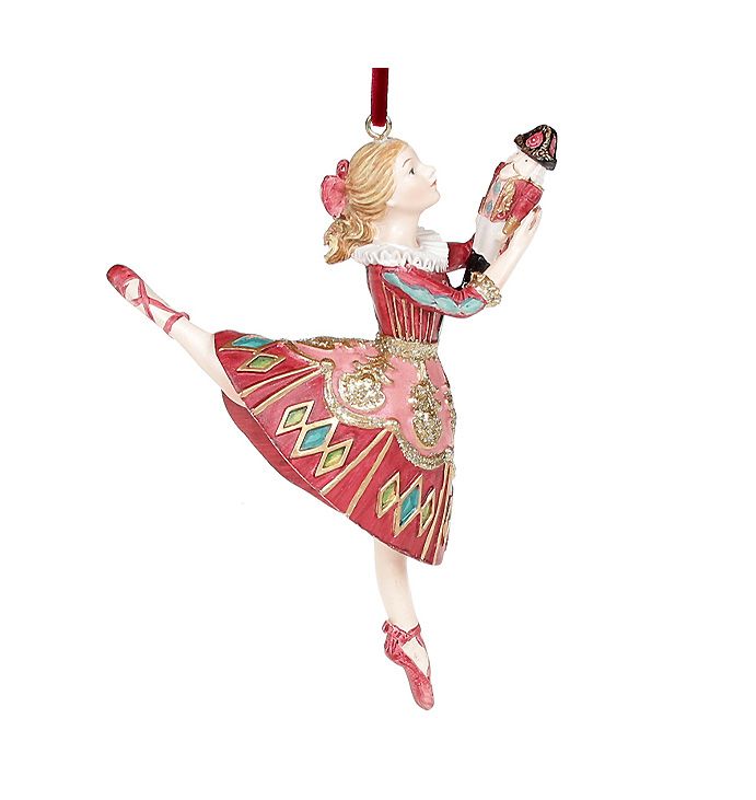 Декоративна підвісна фігурка Балерина, 12см, колір - бордо з рожевим та бірюзою thumbnail popup