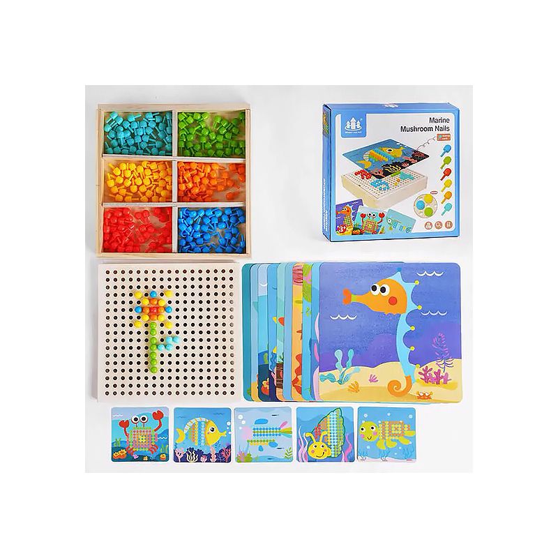 Дерев’яна іграшка Мозаїка дерев'яна платформа, 10 карток, 6 видів мозаїки, у кор. (C52494) thumbnail popup