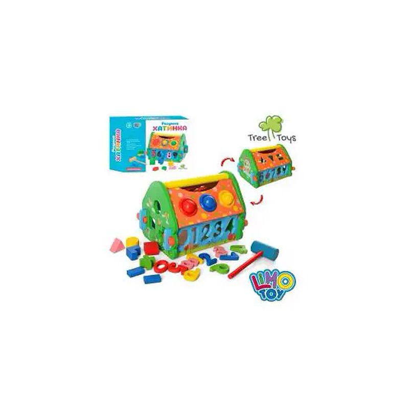 Дерев'яна іграшка Стукачка, будиночок,сортер, молоточок, в кор-ці, 25-20,5-6 см (MD 2367)
 thumbnail popup