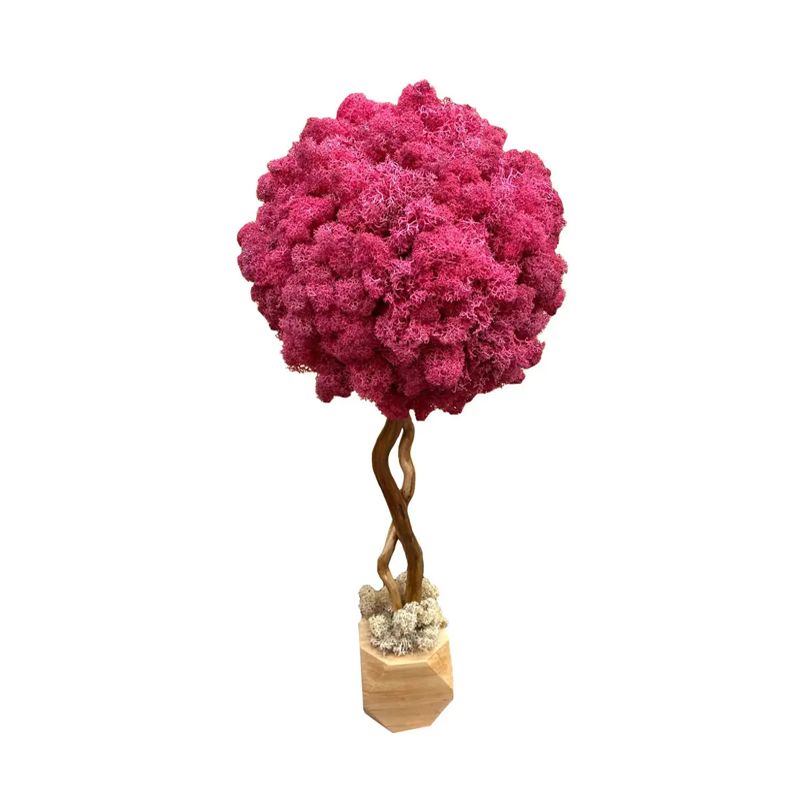 Дерево з стабілізованого моху SO Green в горщику з дерева, рожеве, 55см, діаметр 25см(006580) thumbnail popup