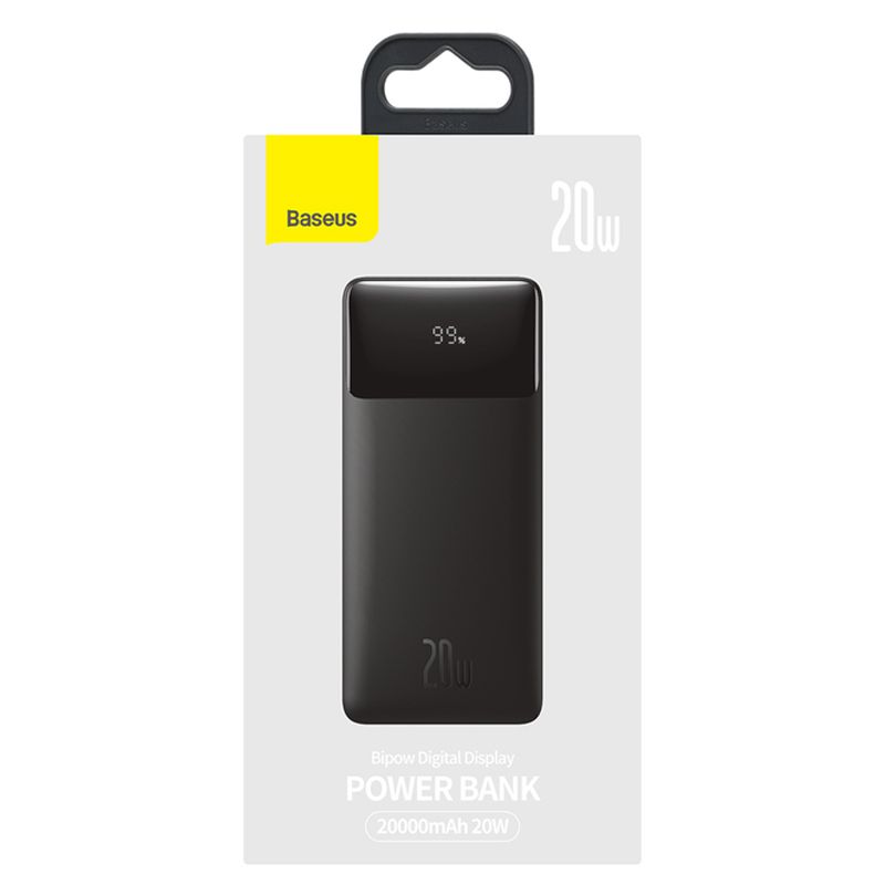 Зовнішній акумулятор Baseus Bipow Digital Display 20W 20000mAh Black (PPBD050501) thumbnail popup