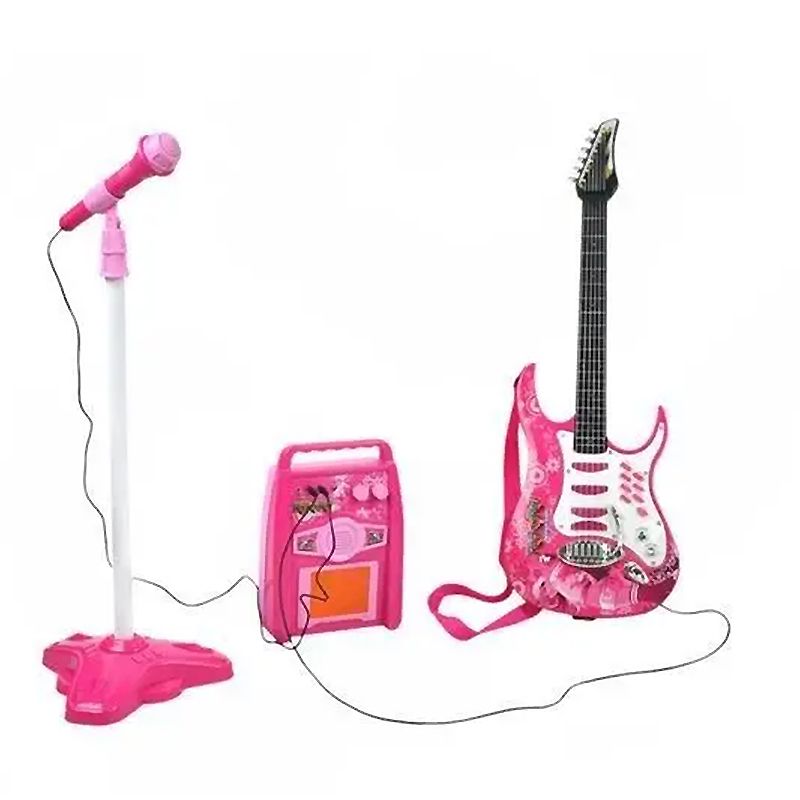 Дитяча електрогітара з мікрофоном та електропідсилювачем рожева 22407 thumbnail popup
