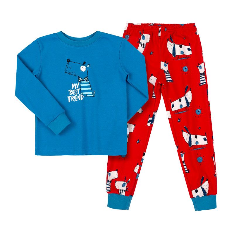 Піжамка Bembi дитяча універсальна, лонгслів зі штанами, червоний, синій, р.146 (ПЖ53 8L1) thumbnail popup