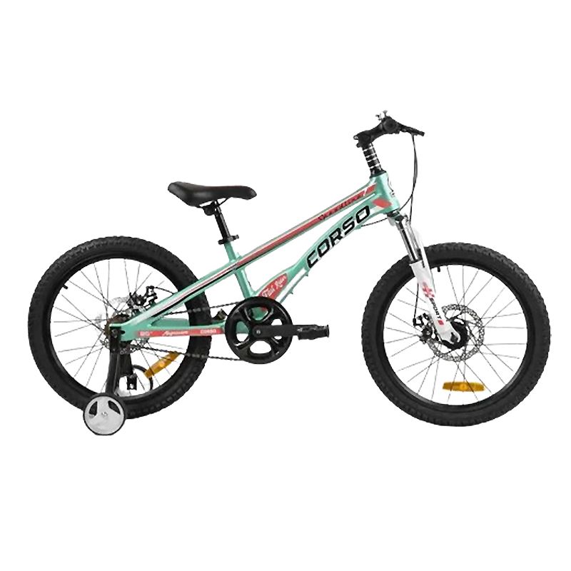 Дитячий магнієвий велосипед 20'' CORSO «Speedline» магнієва рама, дискові гальма, додаткові колеса,  thumbnail popup