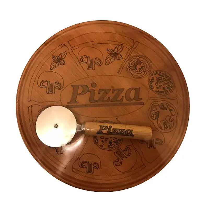 Дошка для піци PIZZA, дерев'яна, кругла 35 см thumbnail popup