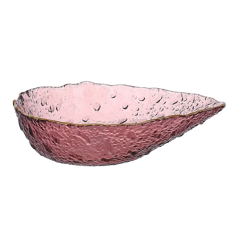 Салатник Bonadi Drop, скляний, пурпурний із золотим обідком 16,5*12,5*4,5 см (992-070) thumbnail popup