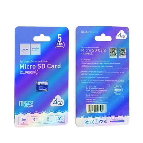 Карта пам'яті Hoco MicroSD, 4GB 6 Class 40Mb/s без адаптера thumbnail popup