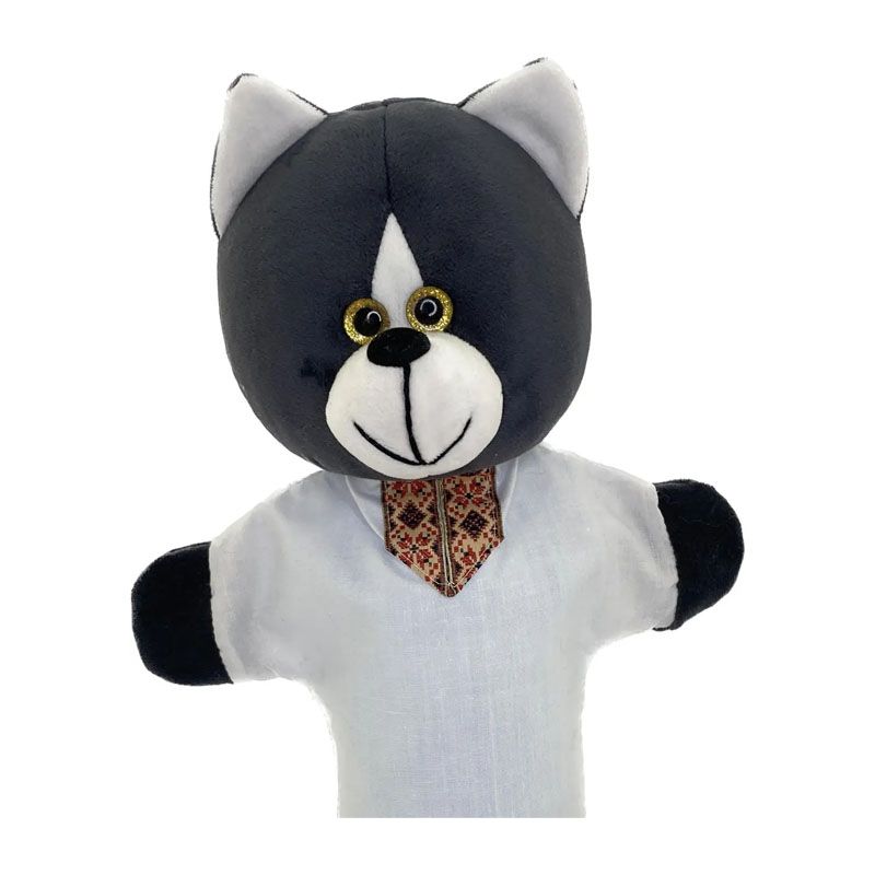 М'яка іграшка рукавичка 'Котик', сірий, 33 см, (М060) thumbnail popup