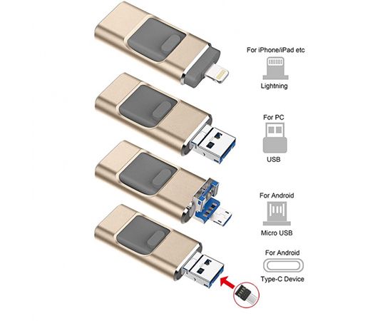 Флешка USB FlashDrive 4в1, золота, 32гб - 18542 thumbnail popup