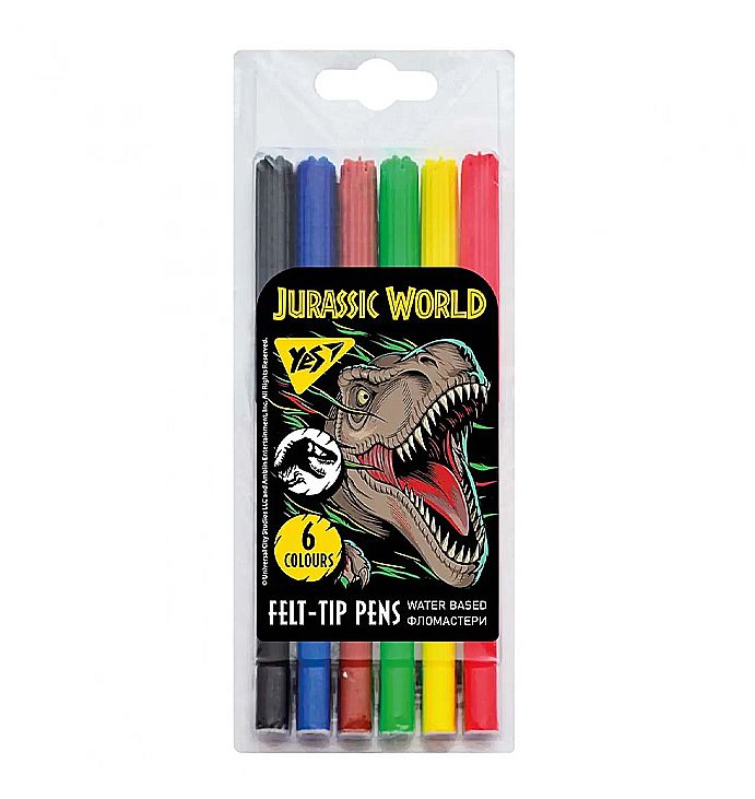 Фломастери YES 6 кольорів Jurassic World (650515) thumbnail popup