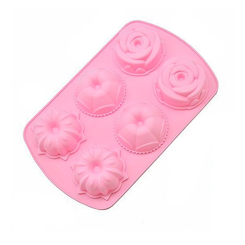 Форма Stenson Fleur для випікання кексів,силіконова, рожева 6шт. (MH-3362) thumbnail popup