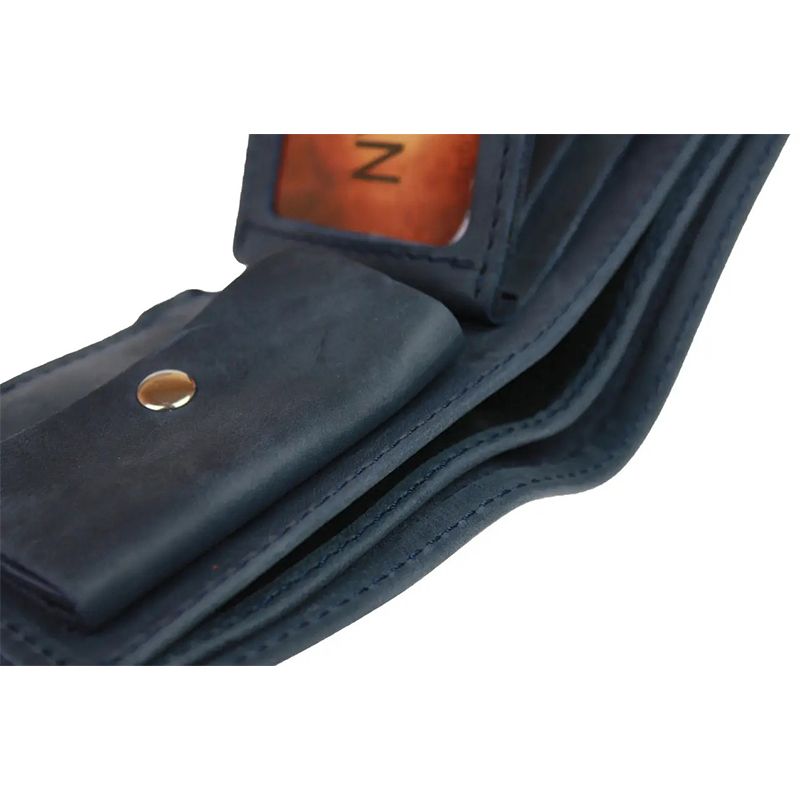 Гаманець чоловічий шкіряний портмоне з монетницею та прозорим відділенням синій
 thumbnail popup