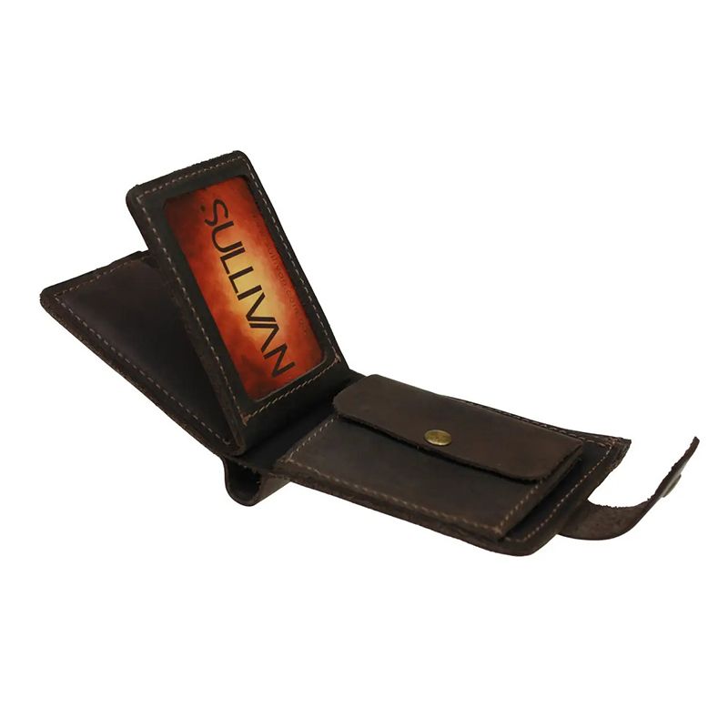 Гаманець маленький шкіряний жіночий портмоне з прозорими кишенями коричневий
 thumbnail popup