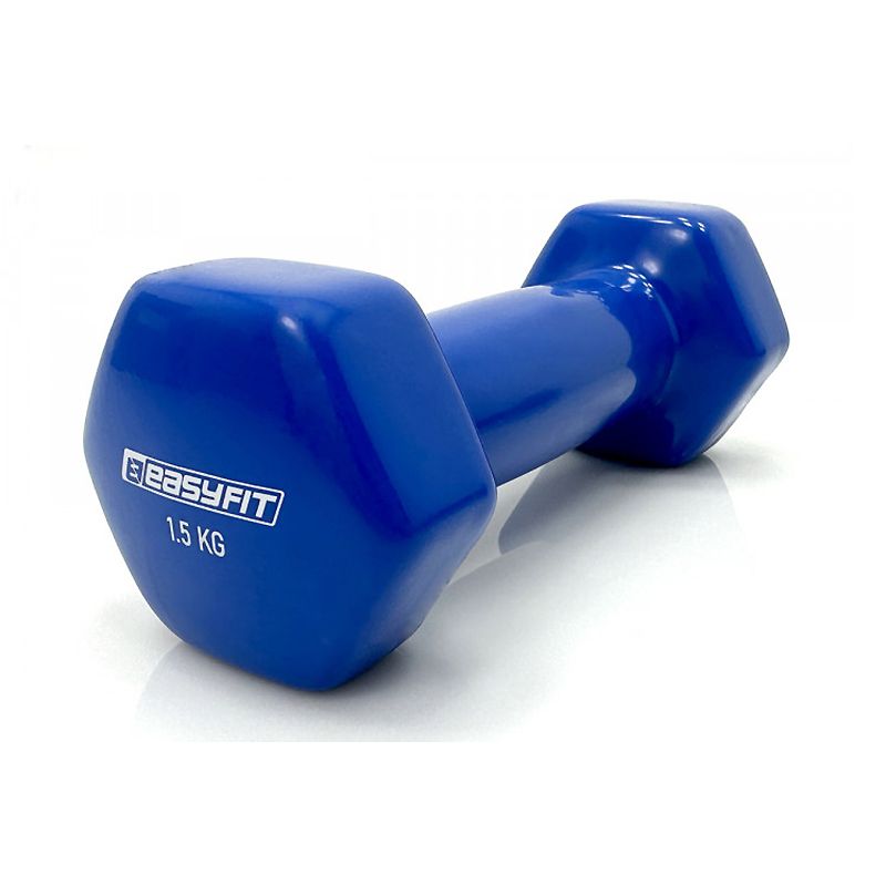 Гантель для фітнесу 5 кг EasyFit із вініловим покриттям Синій thumbnail popup
