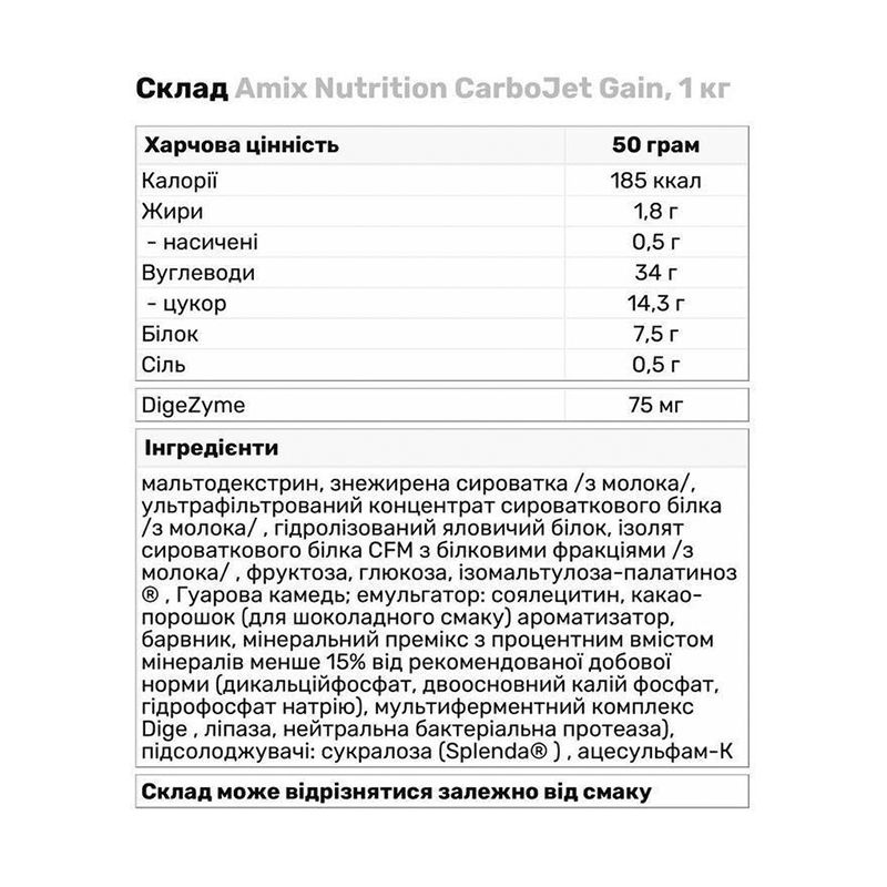 Гейнер Amix Nutrition CarboJet® Gain 1000g (Strawberry) thumbnail popup