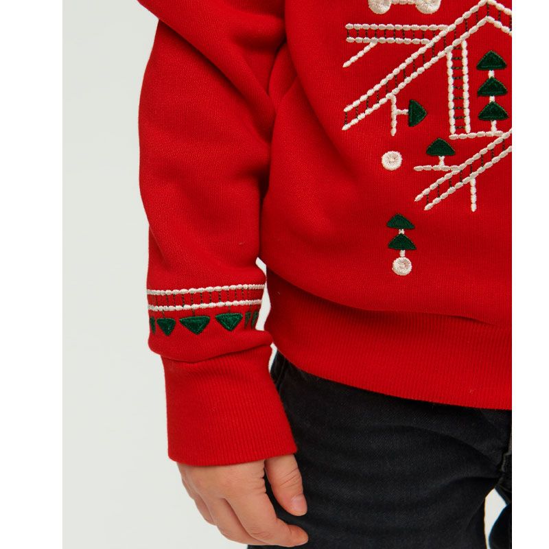 Світшот Ukrglamour для хлопчика різдвяний з вишивкою орнаменту, червоний, р.116 (UKRD-6646) thumbnail popup