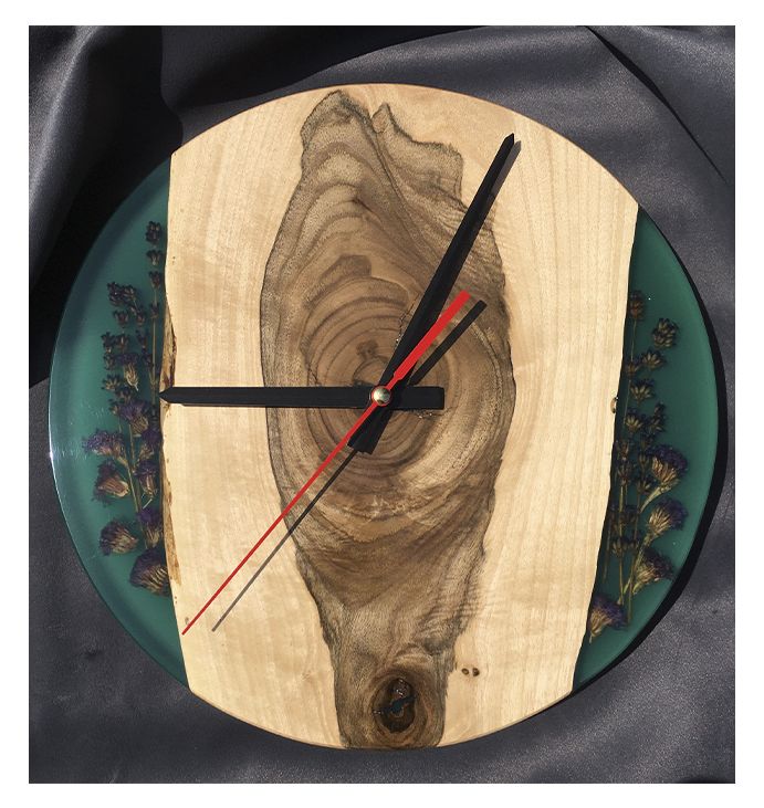 Годинник настінний 'Round' із натурального дерева та епоксидної смоли, 45см*18мм. (CR-06 thumbnail popup