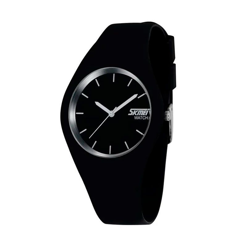 Годинник Skmei 9068 rubber чорний жіночий класичний (9068 Black-White) thumbnail popup