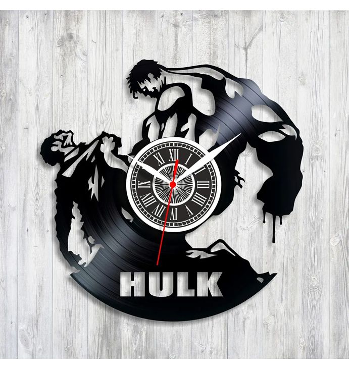 Годинник вініловий Халк, Hulk, діаметр 30 см thumbnail popup