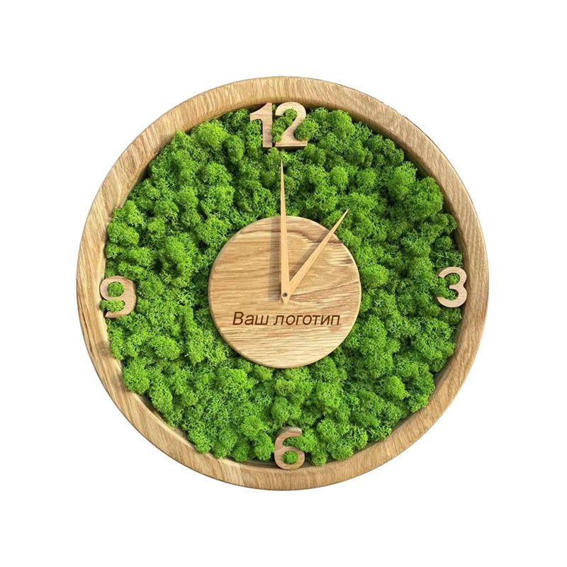 Годинник зі стабілізованим мохом SO Green, дерев'яний з можливим нанесенням логотипу (00744) thumbnail popup