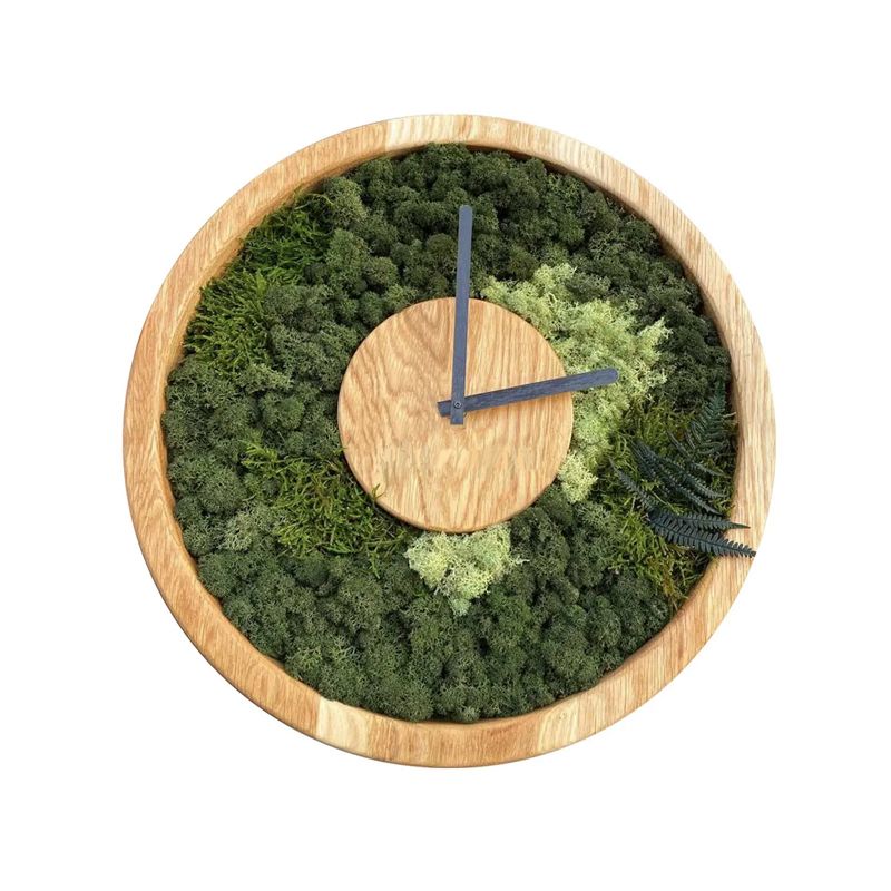 Годинник зі стабілізованим мохом SO Green, дерев`яні з логотопипом, діаметр 20см (00720) thumbnail popup