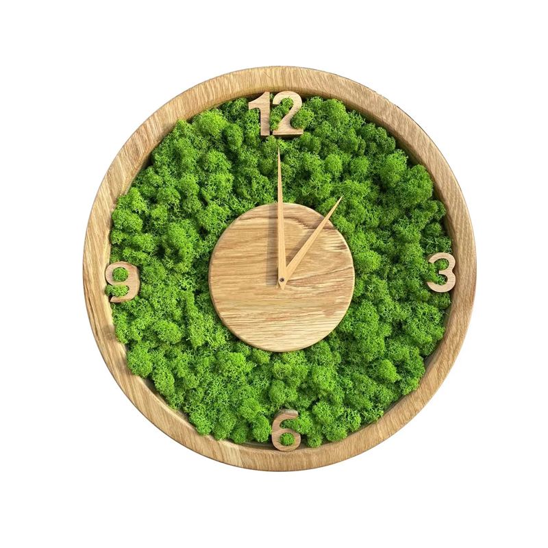 Годинник зі стабілізованим мохом SO Green, дерев`яні з нанесенням логотопу, діаметр 30см (00734) thumbnail popup