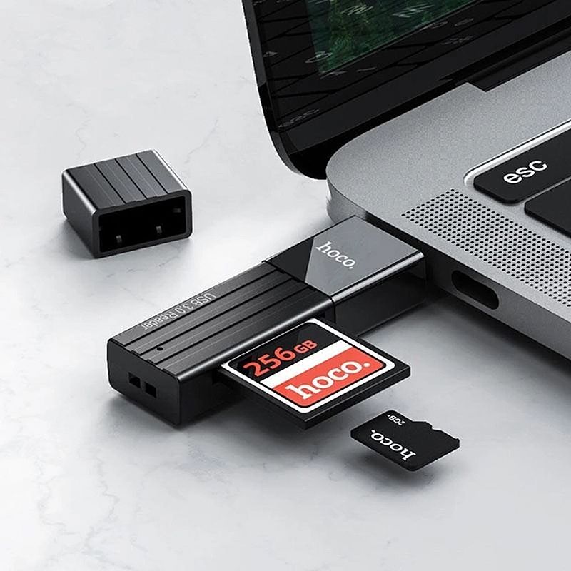 Картрідер Hoco HB20 Mindful 2в1 USB 3.0, чорний thumbnail popup