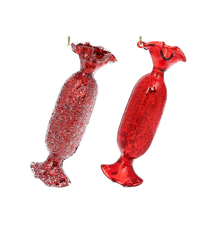 Ялинкова прикраса Цукерка, 12см, 2 дизайни покриття - глянець і лід, колір - червоний антик thumbnail popup