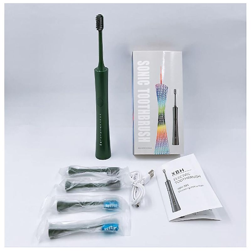 Електрична зубна щітка акумуляторна звукова з 5 насадками Wi XBН168. Хакі thumbnail popup