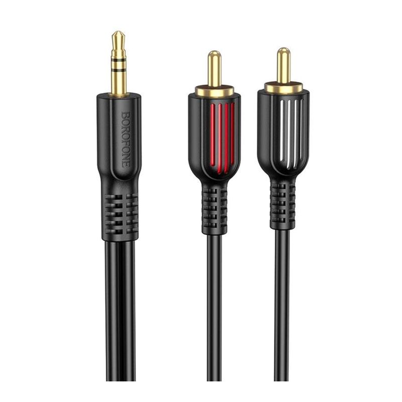 Кабель AUX Borofone BL11 3,5mm to 2RCA audio cable,1,5мм, чорний thumbnail popup