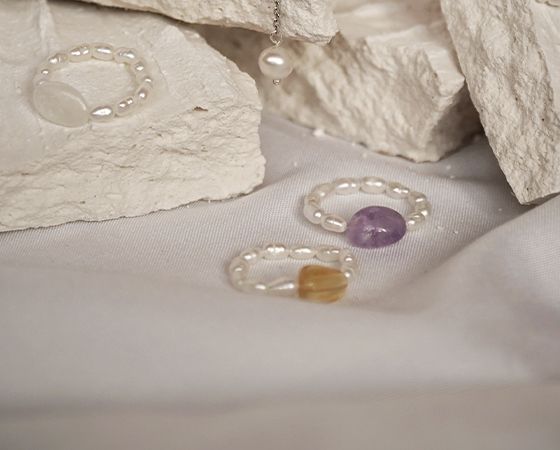 Каблучка 'Самоцвіт' з перлами та фіолетовим камінням, 16,5-17см. (810658) thumbnail popup