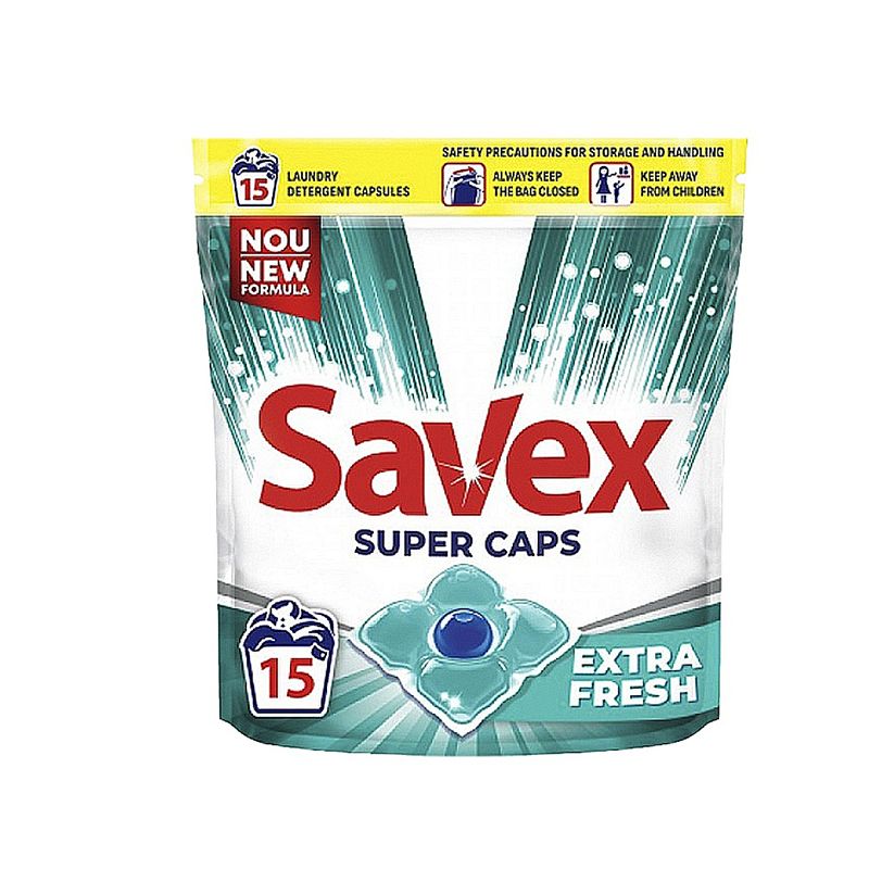 Капсули для прання SAVEX Super Caps 2в1 Extra Fresh, 15шт thumbnail popup