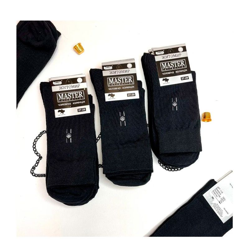 Шкарпетки чоловічі оптом, класичні Преміум Master чорні, 12 пар, р.41-45 (260112) thumbnail popup