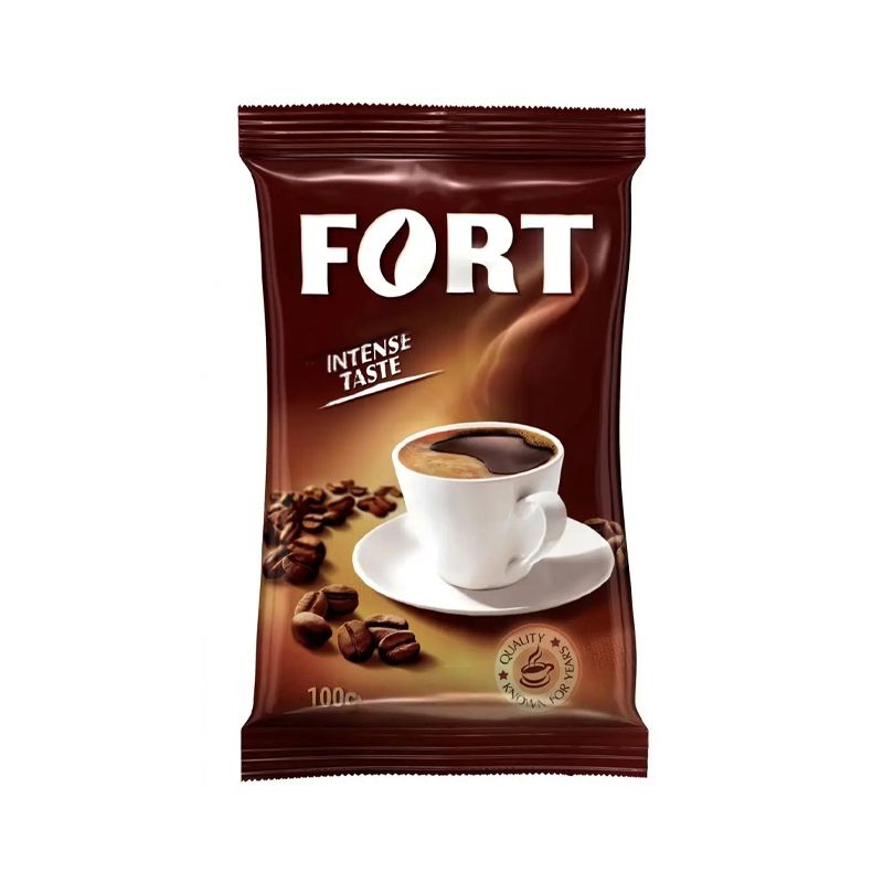 Кава мелена натуральна FORT 100 г, робуста темного обсмажування для заварювання в чашці, турці thumbnail popup