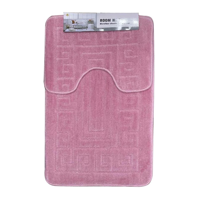 Набір килимків для ванної, 2 шт латексна основа, поліестер, 50*80 50*40 см, 1000 GSM рожевий thumbnail popup