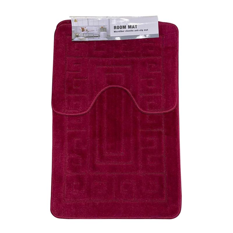 Набір килимків для ванної, 2 шт латексна основа, поліестер, 50*80 50*40 см, 1000 GSM темно-червоний thumbnail popup