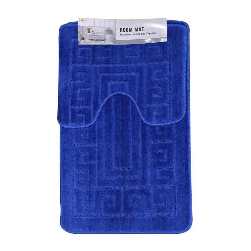 Набір килимків для ванної, 2 шт латексна основа, поліестер, 50*80 50*40 см, 1000 GSM темно-синій thumbnail popup