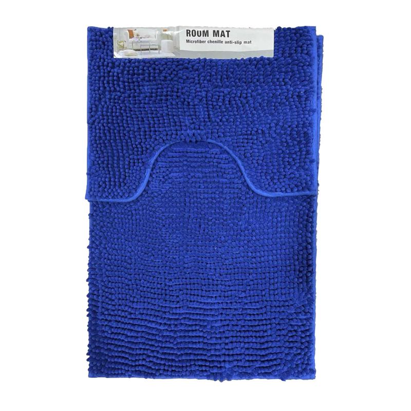 Набір килимків для ванної, 2 шт латексна основа, поліестер, 50*80 50*40 см, 1200 GSM темно-синій thumbnail popup