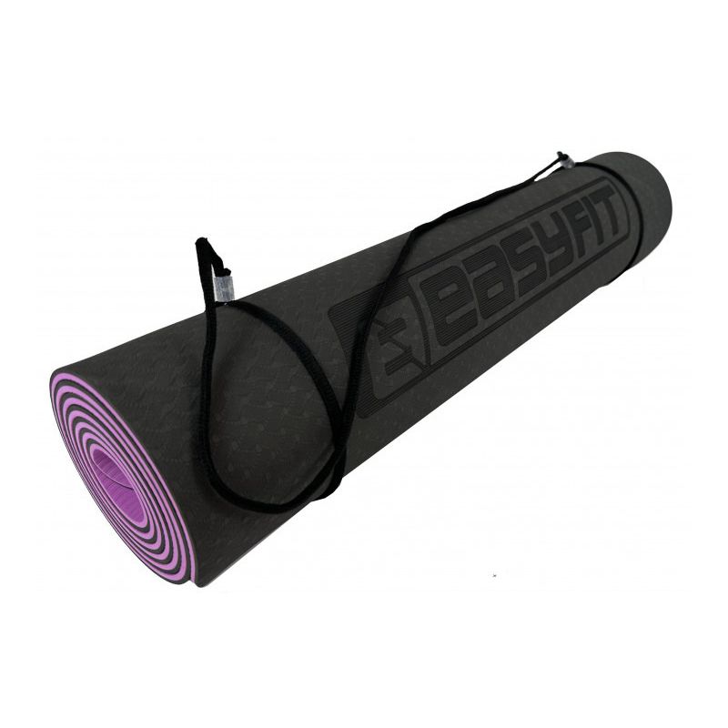 Килимок для йоги та фітнесу EasyFit TPE TC 6 мм двошаровий Чорний-фіолетовий Чохол
 thumbnail popup
