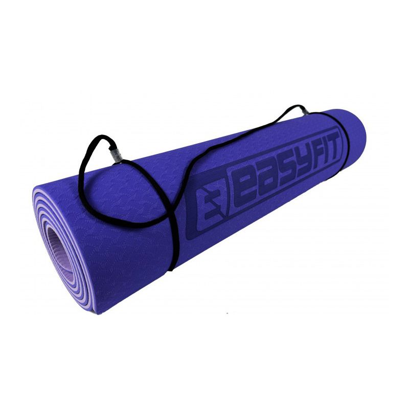 Килимок для йоги та фітнесу EasyFit TPE TC 6 мм двошаровий Бузковий-світло-бузковий Чохол
 thumbnail popup