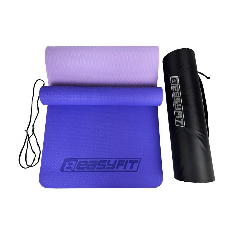 Килимок для йоги та фітнесу EasyFit TPE TC 6 мм двошаровий Бузковий-світло-бузковий Чохол
 thumbnail popup