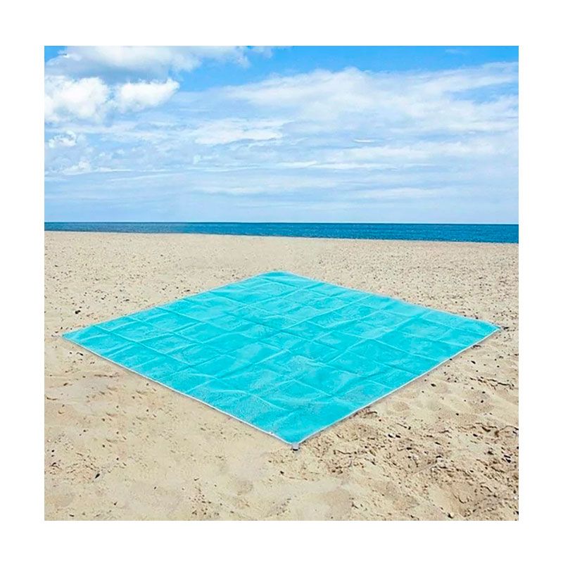 Килимок великий сітчастий пляжний 200х200 см Retoo, блакитний thumbnail popup