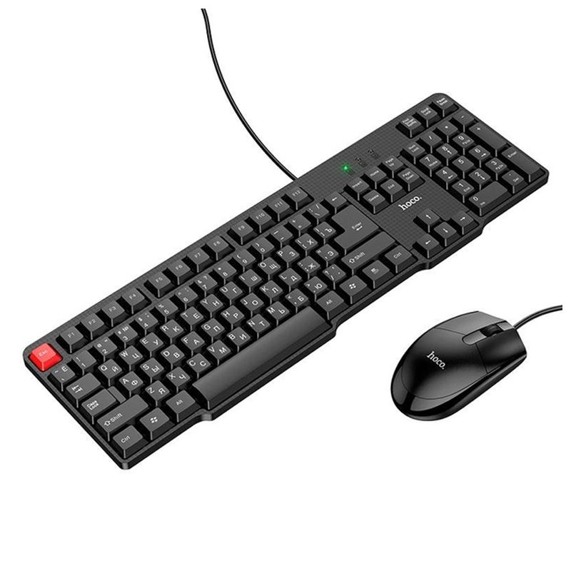 Клавіатура Hoco GM16 дротова + миша комп'ютерна дротова, чорна thumbnail popup